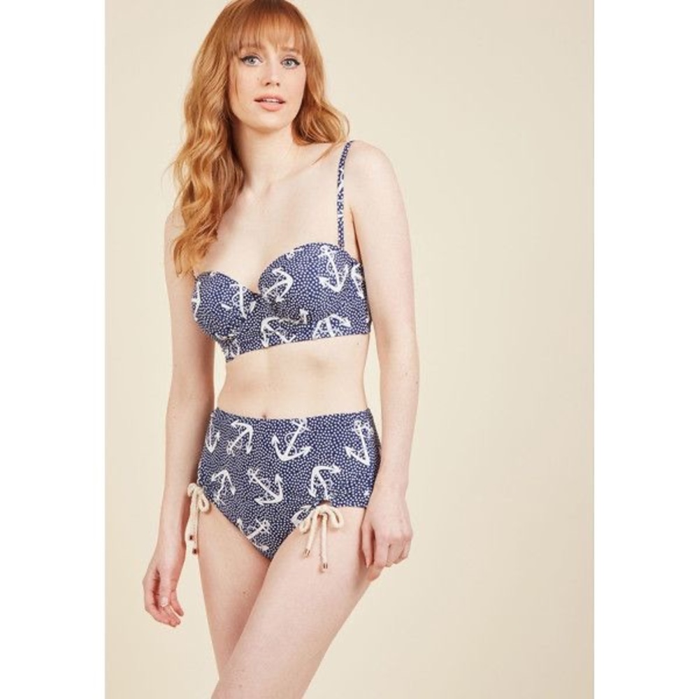 Betsey Johnson vintage nautical bikini high waisted xs - Picture 10 of 10
